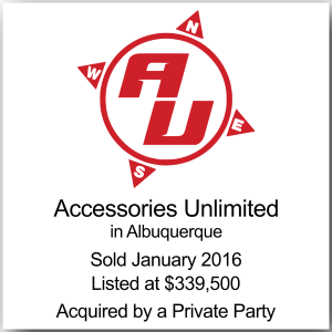 Tombstone for Accessories Unlimited, an Albuquerque car accessories business sold in 2016 by Sam Goldenberg & Associates