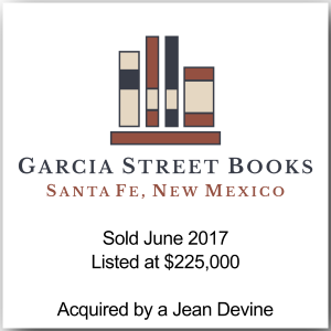 Tombstone for Garcia Street Books, a Santa Fe bookstore sold in 2017 by Sam Goldenberg & Associates